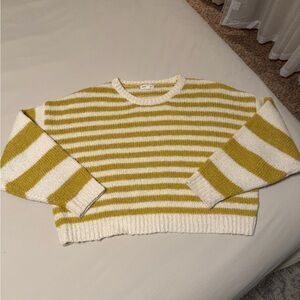 Green and Cream Striped Sweater